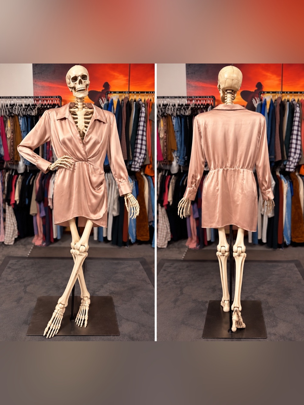 Zara Blush Satin Wrap-Front Short Robe